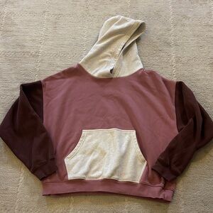 Fabletics Pink, Maroon and cream hoodie